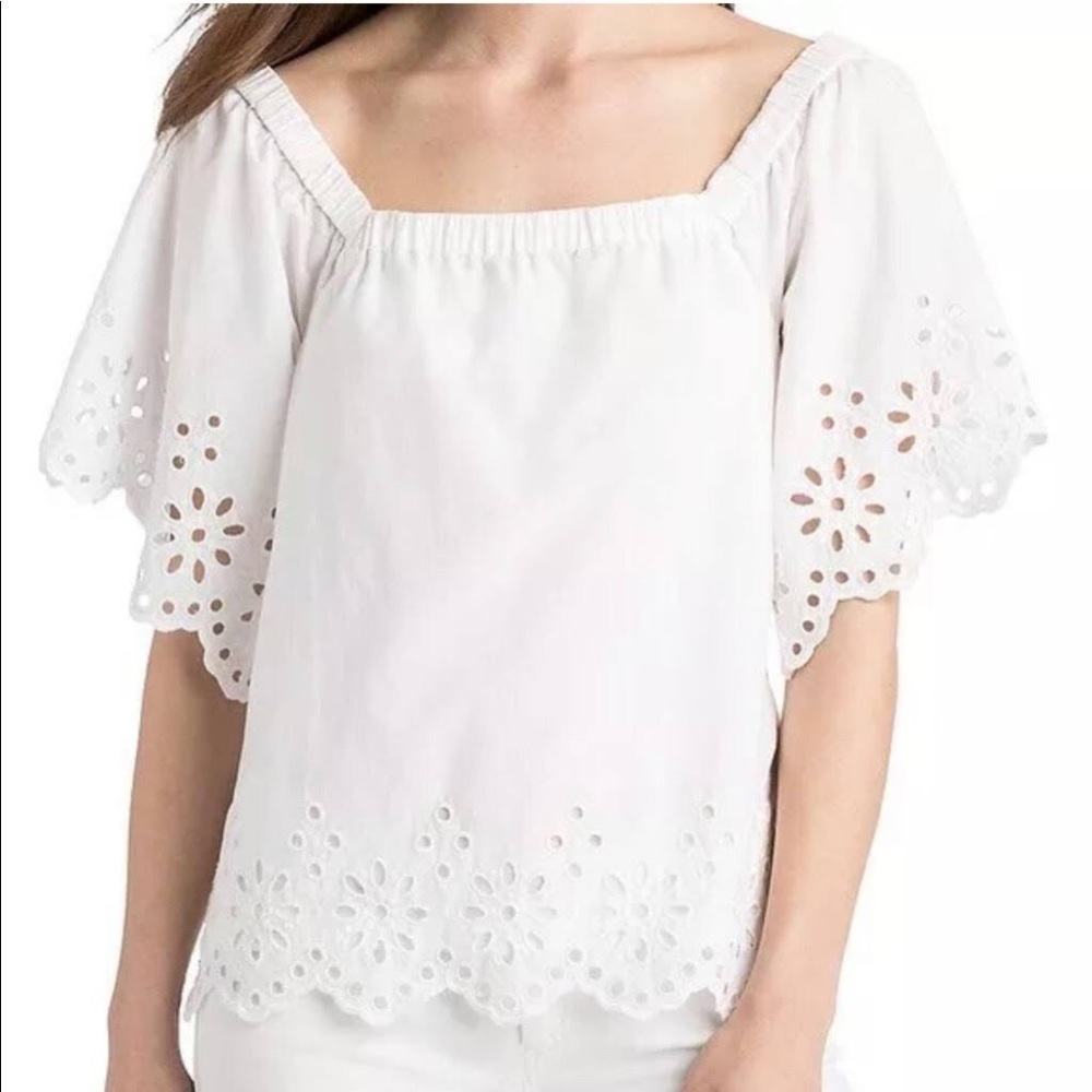 Vineyard Vine White Eyelet Off The Shoulder Blouse